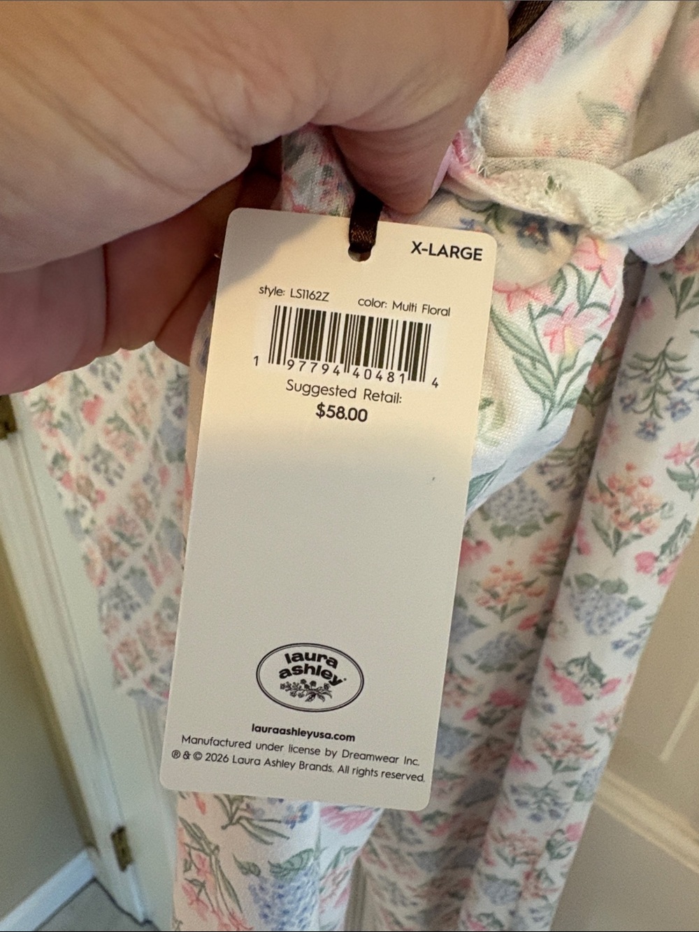 Women's Laura Ashley floral Short-Sleeve Pajama Set — Pink & Blue xlarge bnwt - Picture 2 of 5